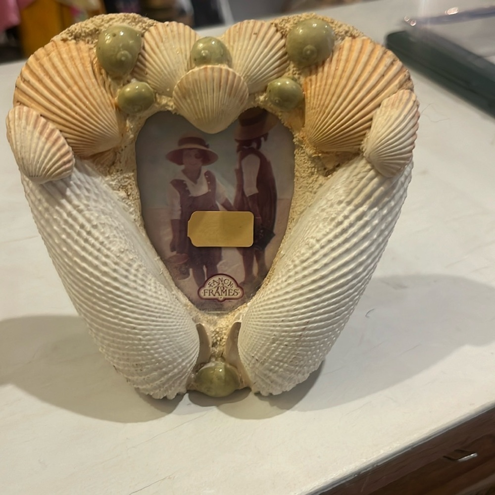 Encrusted shell frame heart frame boho decor California beach gift souvenir